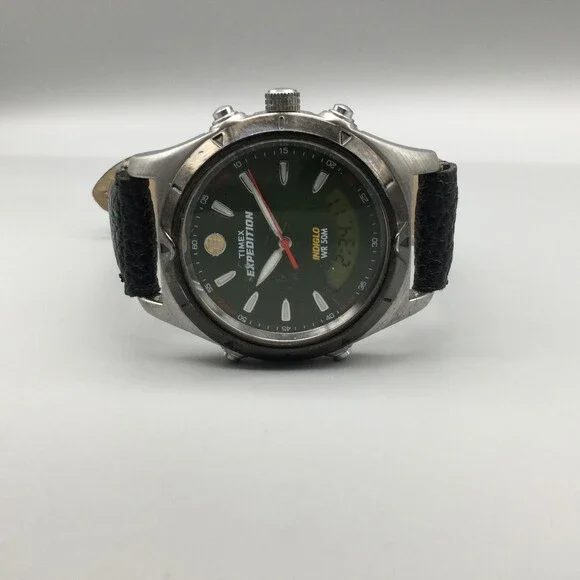 Timex Expedition Watch Men Indiglo 37mm Green Dial Analog Digital New Battery - Picture 6 of 15